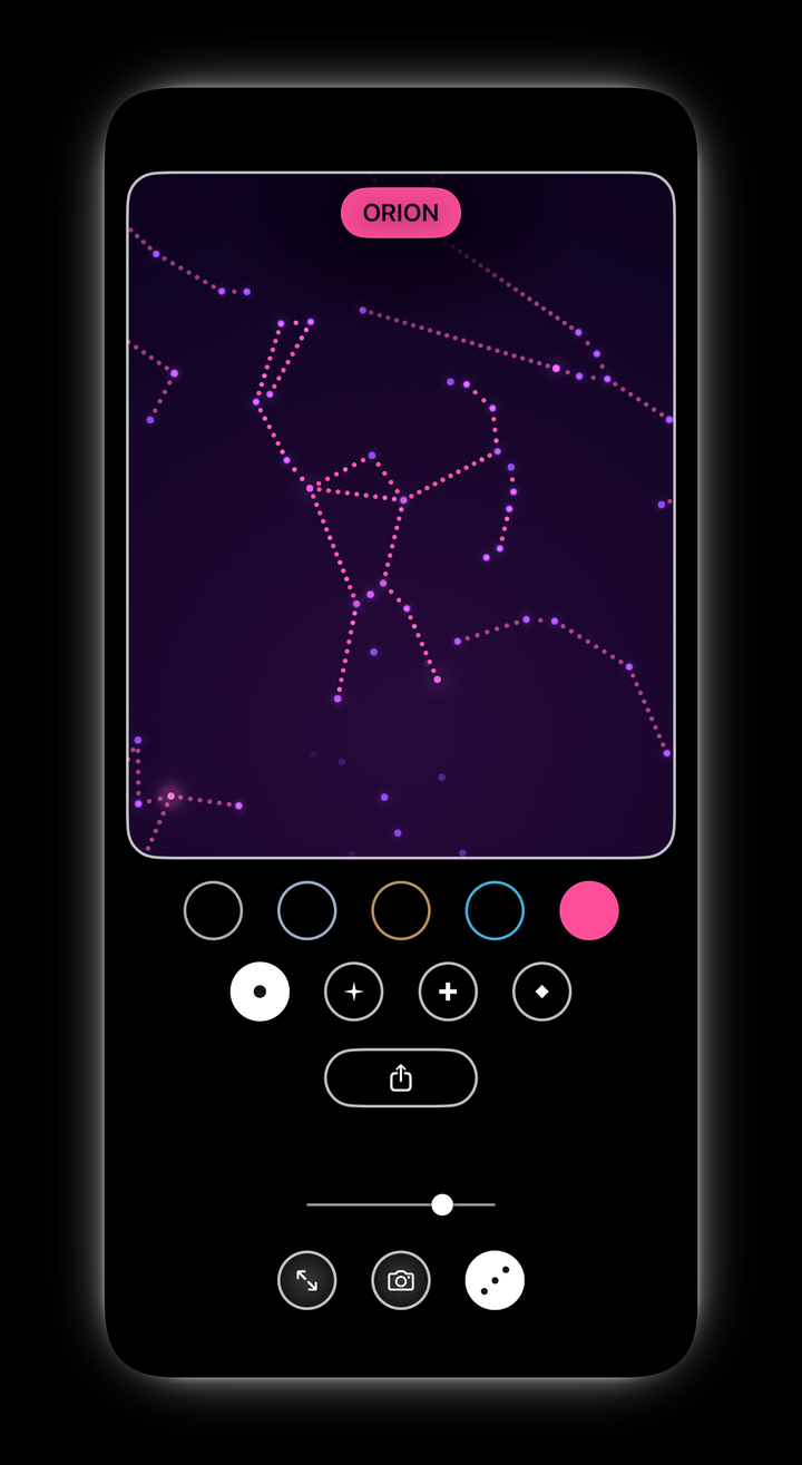 Beltari star map in the Neon style with color and shape selectors